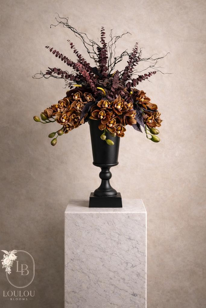 Kunstbloemen boeket inclusief vaas / CACAO NOIR L, Ophalen, Nieuw