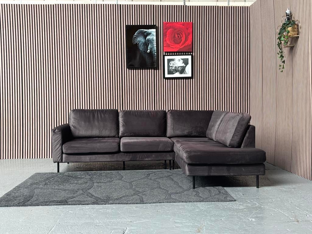 GRATIS LEVERING Velvet Hoekbank Antraciet 250x200 GEREINIGD, Hoekbank, Ophalen of Verzenden, Zo goed als nieuw, 150 cm of meer