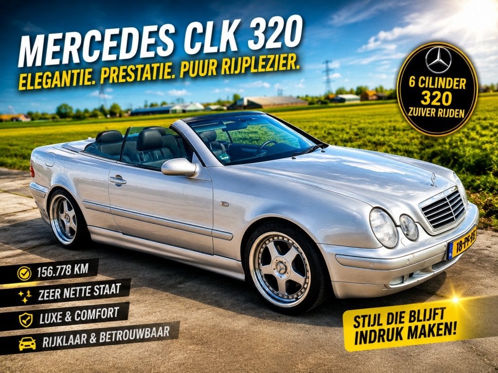 Mercedes-Benz CLK-Klasse Cabrio 156Dkm 320 Elegance, Auto's, Oldtimers, Bedrijf, Te koop, ABS, Airbags, Airconditioning, Alarm