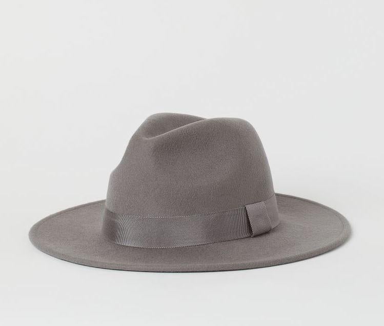 H&M dames hoed van gevilte wol donkergrijs taupe maat 56, Hoed, Nieuw, Ophalen of Verzenden, H&M