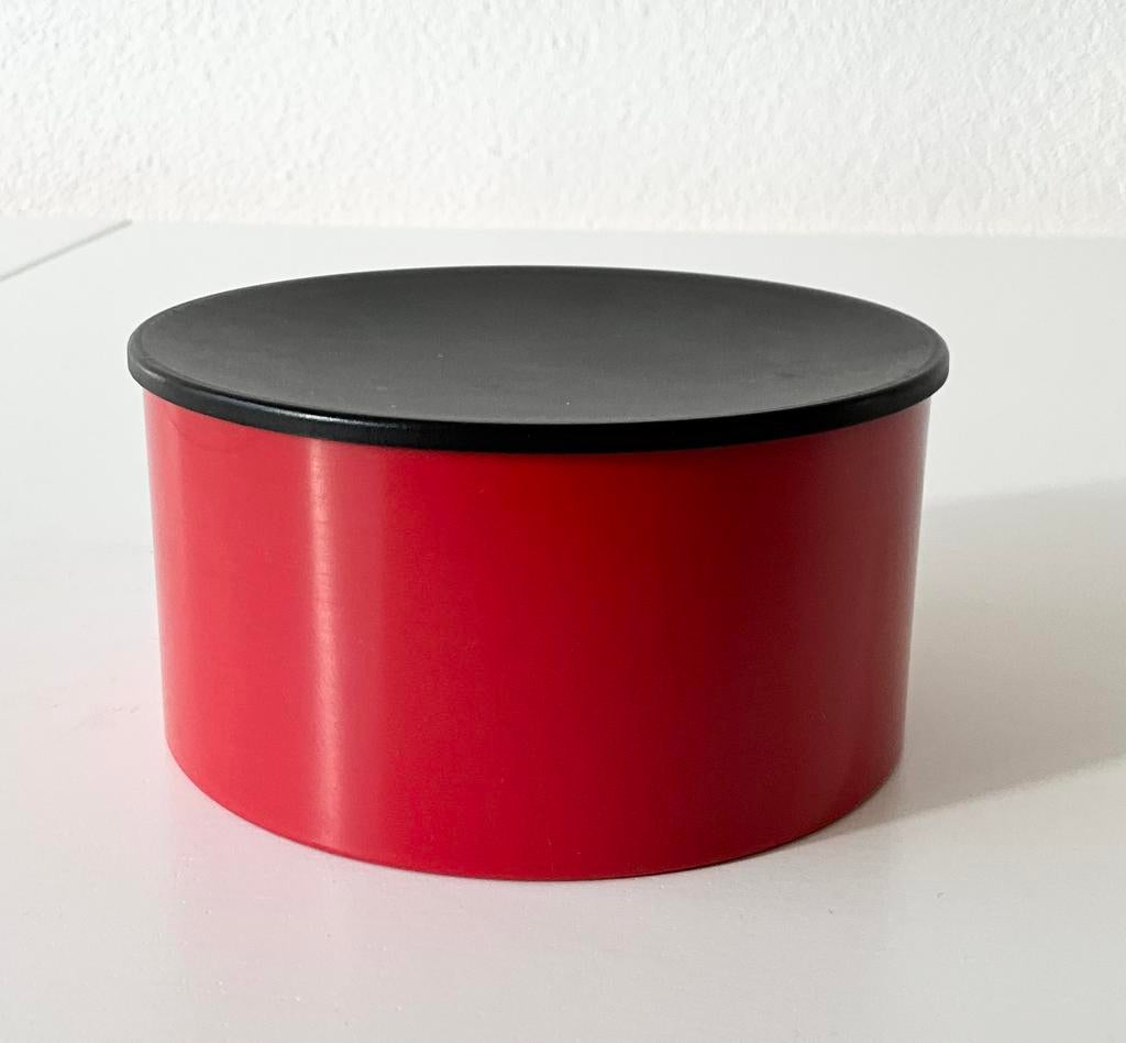 Rode Deense Stelton suikerpot - Gebruikt, in prima conditie, Ophalen of Verzenden, Metaal, Rood, Overige merken