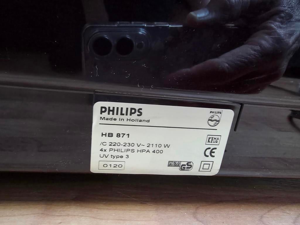 Philips HB 871 Zonnebank - Dubbelzijdig, 4 HPA 400 lampen, Witgoed en Apparatuur, Zonnebanken en Gezichtsbruiners, Ophalen, Refurbished
