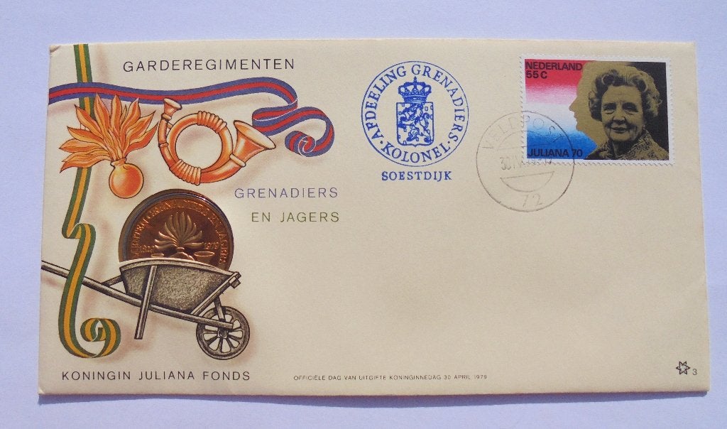 Herdenkingsenveloppe 150 jaar Garderegimenten Grenadiers en, Ophalen of Verzenden, Landmacht, Nederland, Embleem of Badge