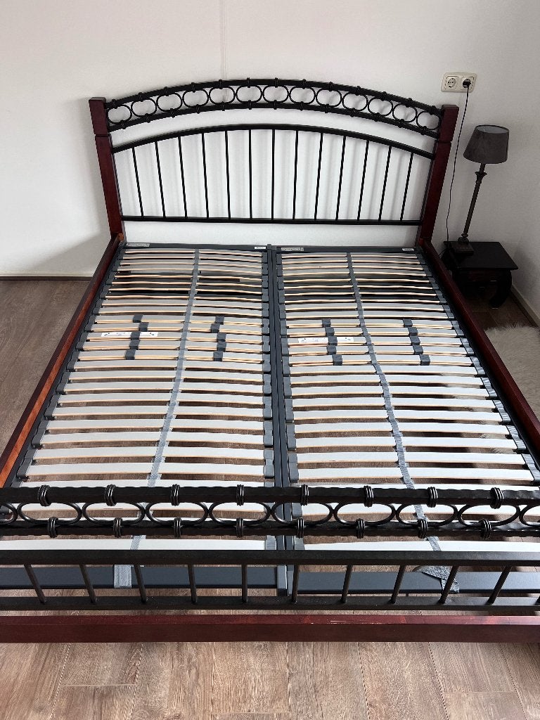Bed, Huis en Inrichting, Slaapkamer | Bedden, Ophalen, Gebruikt, Bruin, Tweepersoons