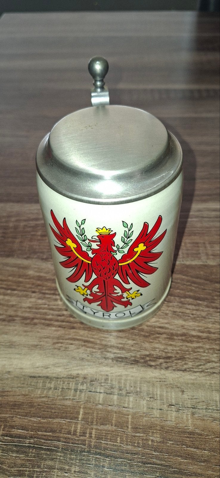 Vintage Tiroler Bierpul met metalen deksel, Ophalen of Verzenden