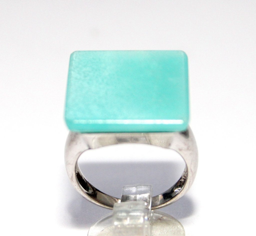 Schitterende Sterling Zilver Amazoniet Ring, Overige kleuren, Ophalen of Verzenden, Zo goed als nieuw, 17 tot 18