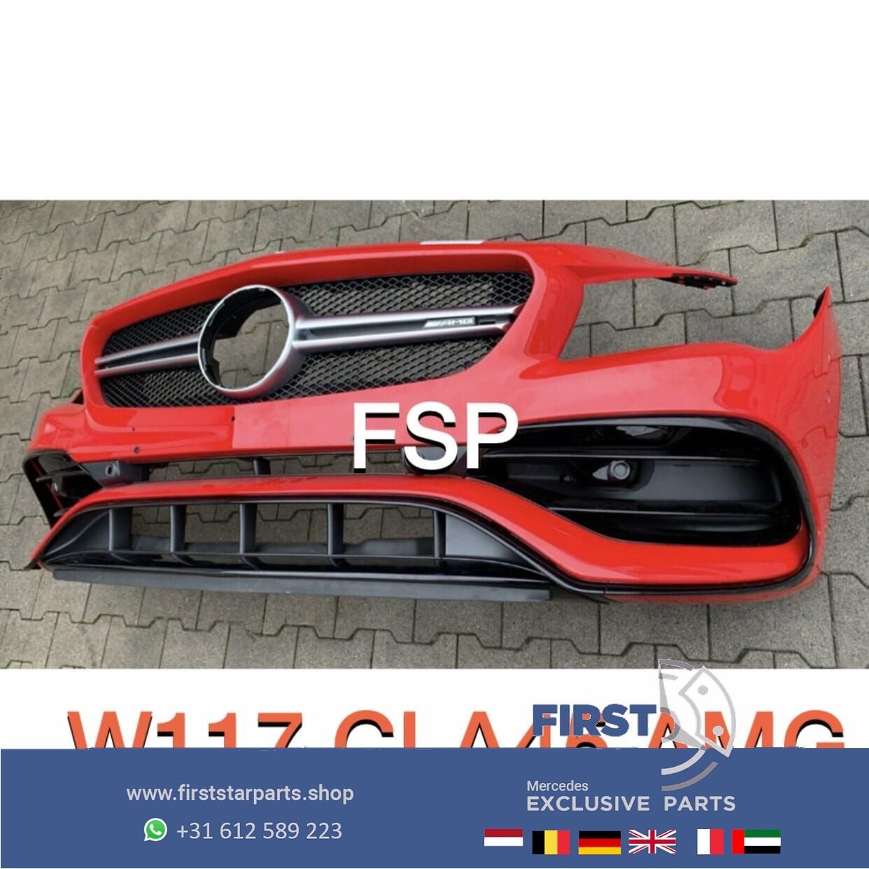 W117 C117 X117 CLA45 FACELIFT AMG VOORBUMPER ZWART WIT GRIJS, Gebruikt, -, Voor, Ophalen of Verzenden