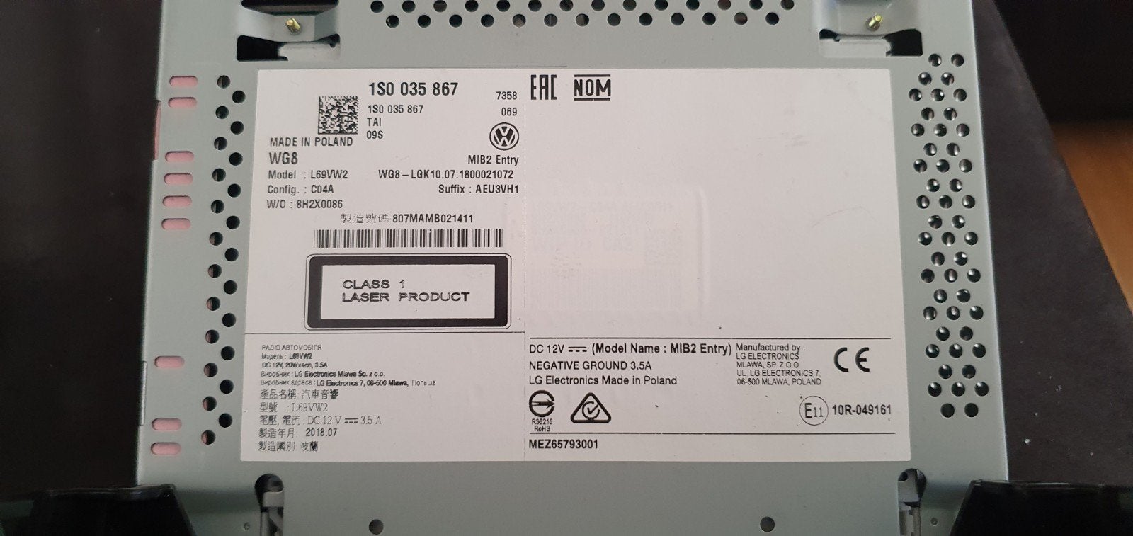 VW Up orginele Autoradio, Ophalen, Gebruikt