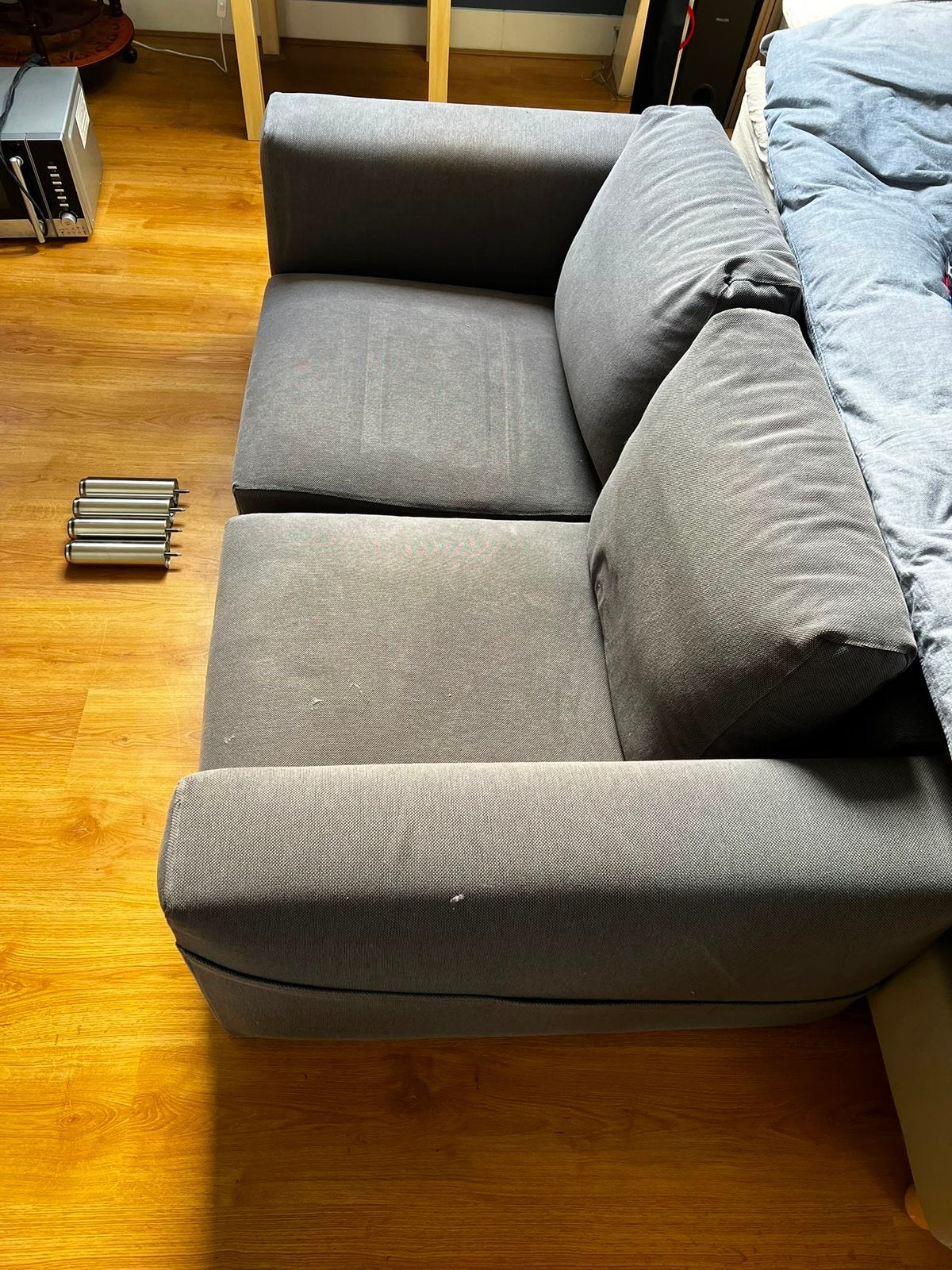 Grijze bank - 2 zits, Ophalen, Gebruikt, 150 tot 200 cm, Tweepersoons