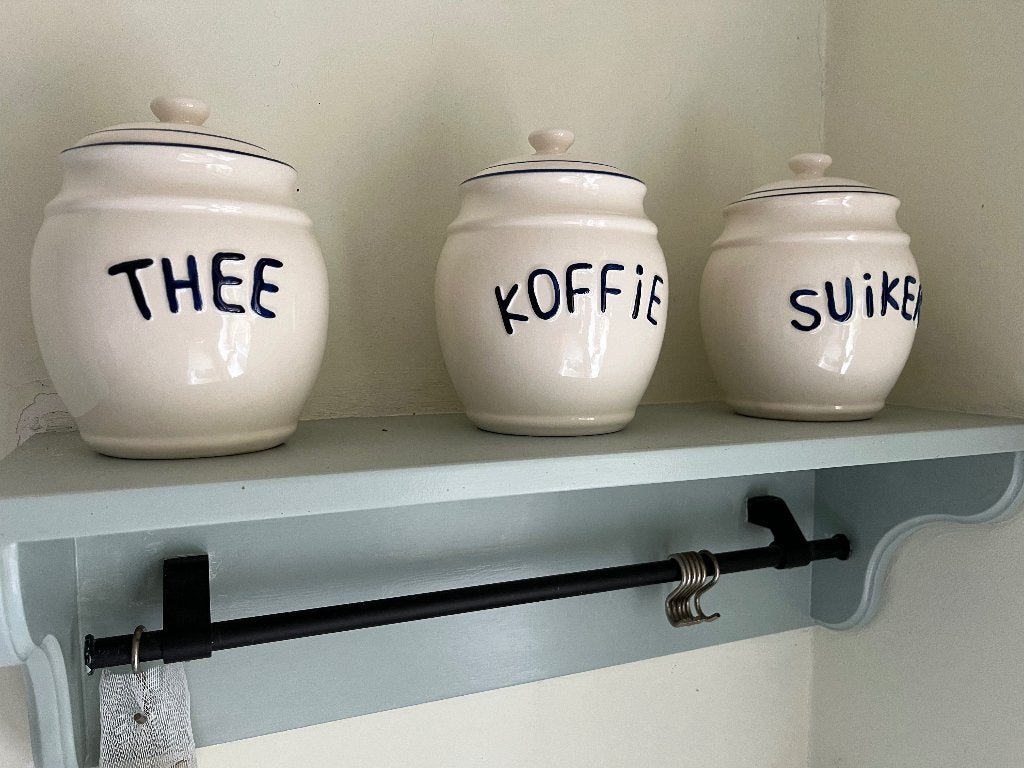 Prachtige Set Vintage Voorraadpotten (Thee, Koffie, Suiker), Ophalen of Verzenden