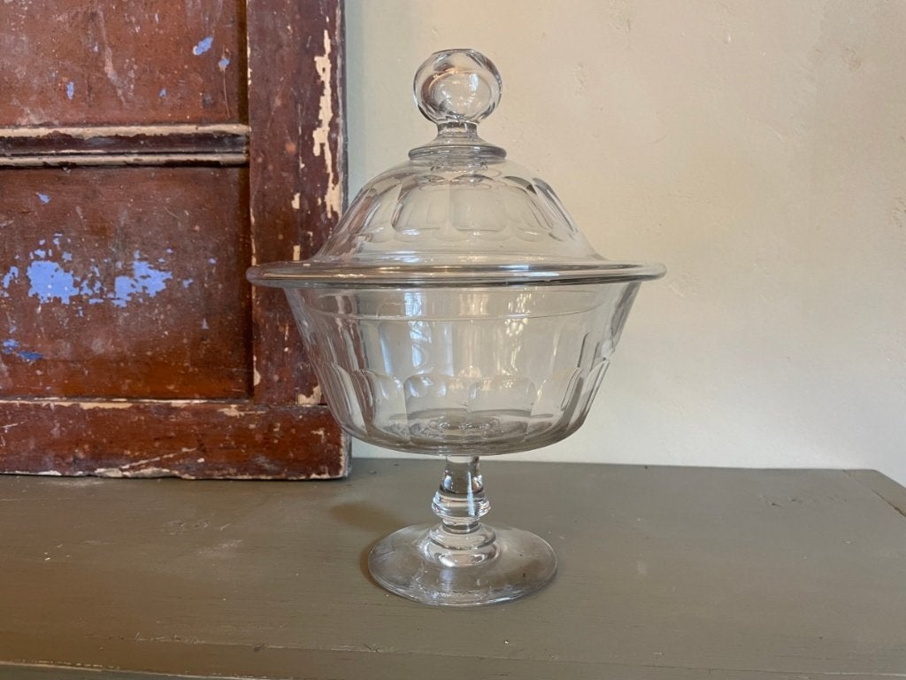 Bonbonnière 19e eeuws Koekjesschaal antiek glas Frans, Ophalen of Verzenden