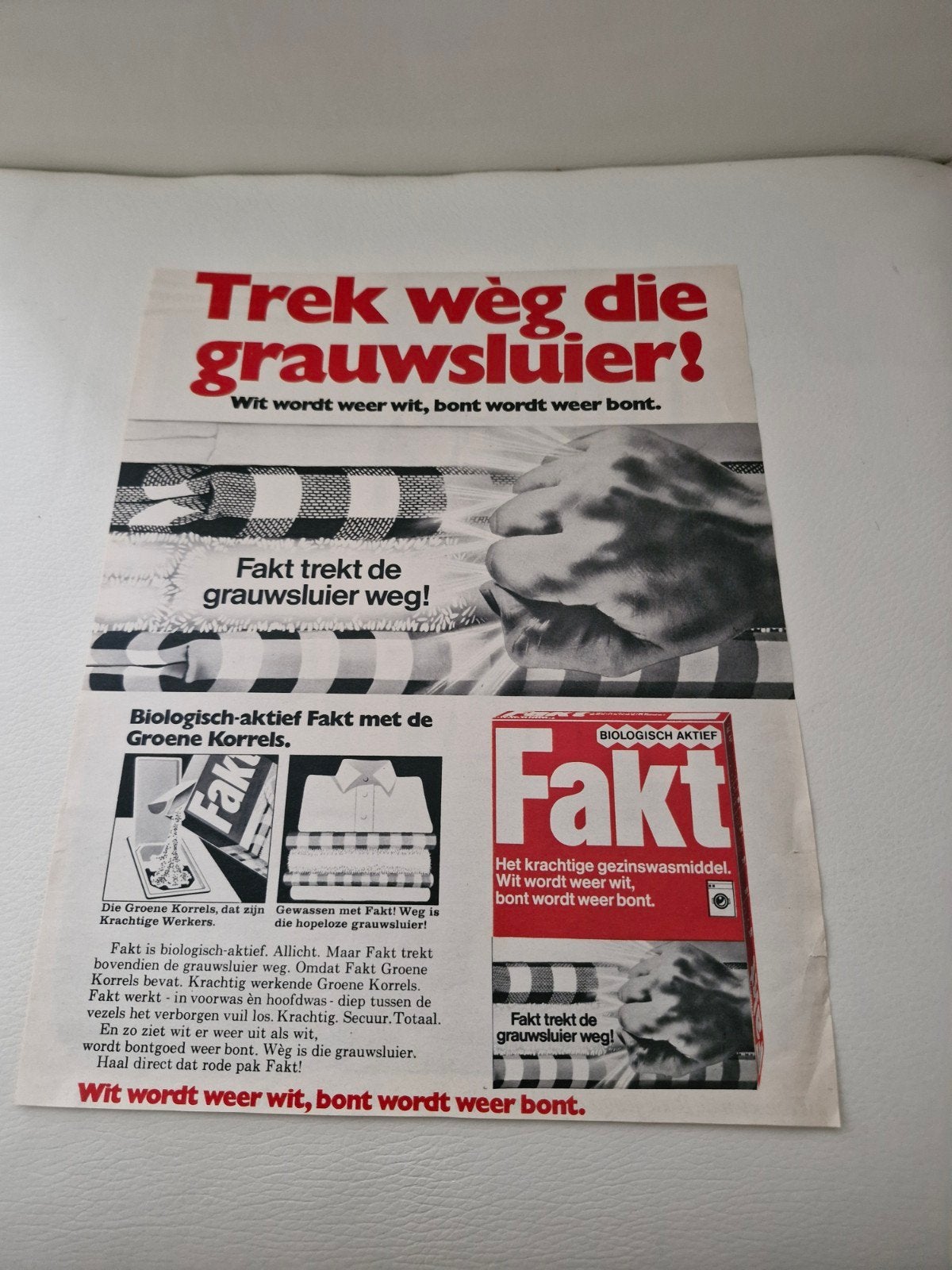 Vintage advertentie Fakt wasmiddel (ca. 32 x 24 cm), Ophalen of Verzenden, 1960 tot 1980, Nederland, Knipsel(s)