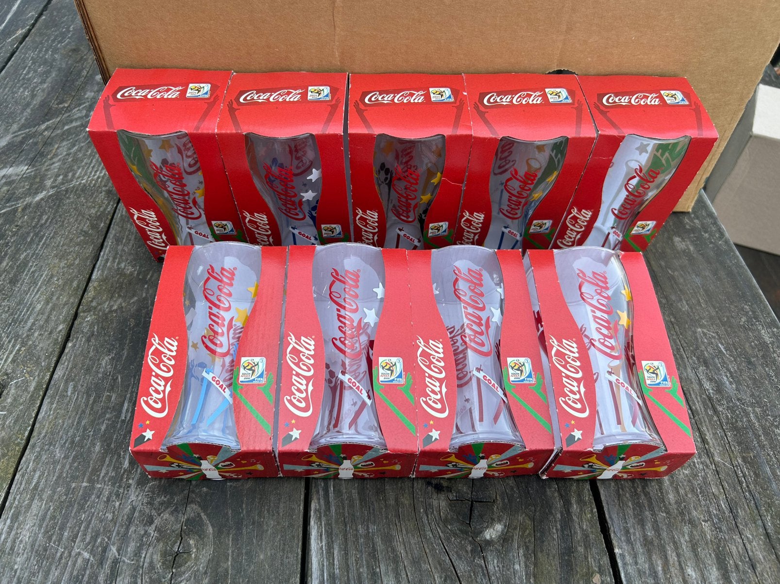 Coca Cola, WK 2010, ziid Afrika, complete set van 9 glazen, Verzamelen, Ophalen of Verzenden, Zo goed als nieuw, Frisdrankglas