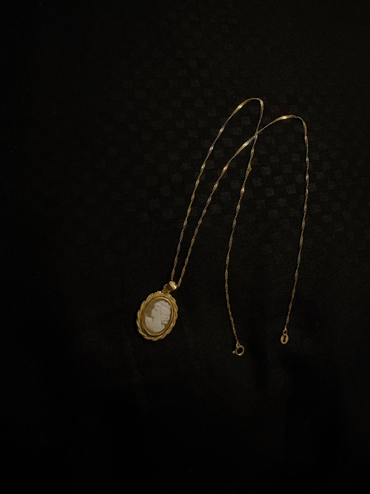 Gouden ketting met camee hanger, Ophalen of Verzenden, Gebruikt, Goud, Met hanger