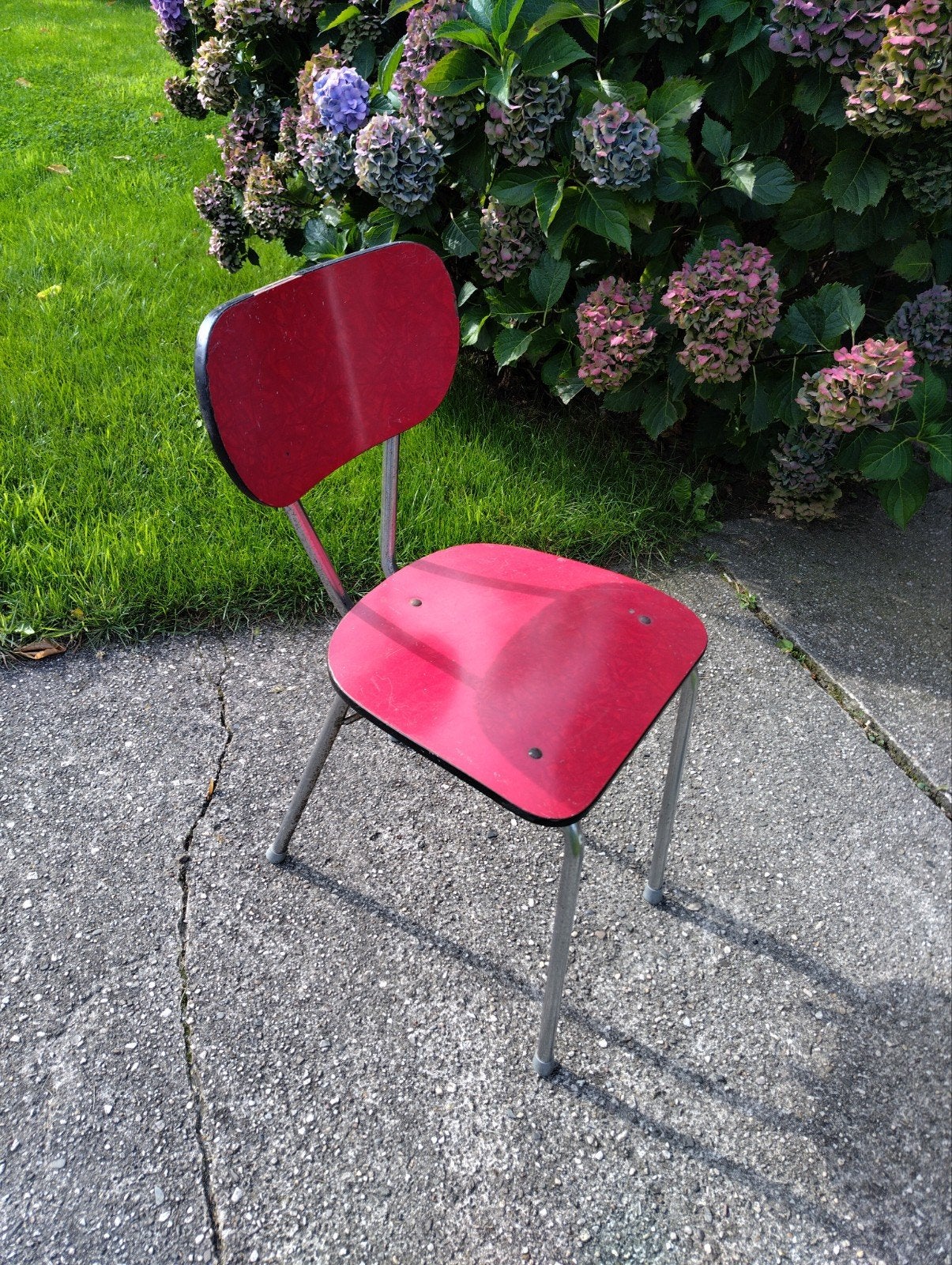 Retro formica stoelen rood, Ophalen of Verzenden, Gebruikt, Rood, Vijf, Zes of meer stoelen