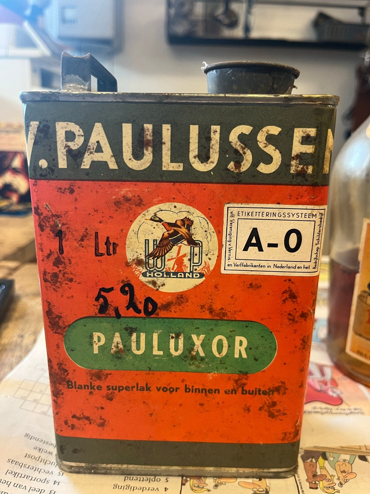 Vintage Pauluxor Blanke Superlak Blik - 1 Liter, Ophalen of Verzenden
