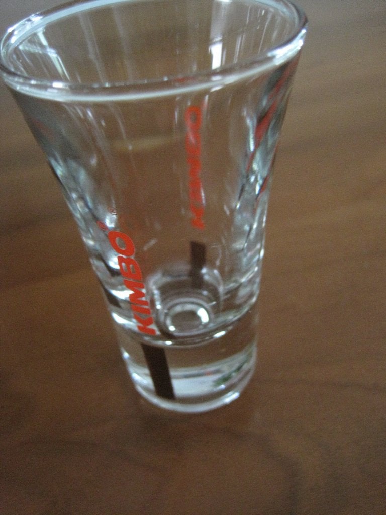 Kimbo borrelglas, Ophalen of Verzenden, Zo goed als nieuw, Borrel- of Shotglas