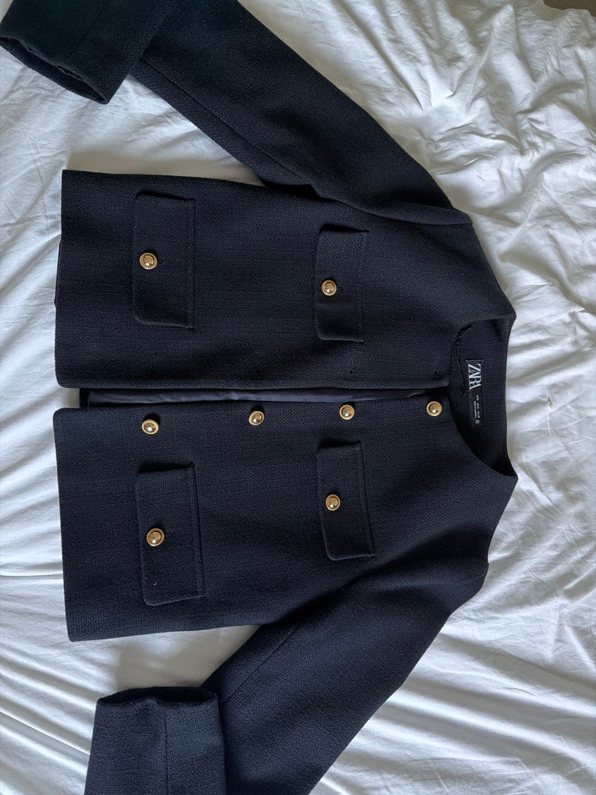 Zara Donker Blauw Jasje met Gouden Knopen - Maat S, Zwart, Ophalen of Verzenden, Zo goed als nieuw, Jasje