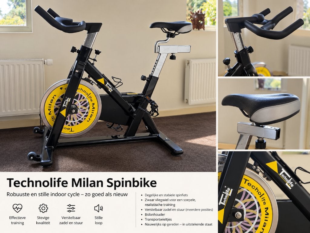 TechnoLife Milan Spinningfiets – Nauwelijks gebruikt!, Ophalen, Benen, Spinningfiets, Aluminium