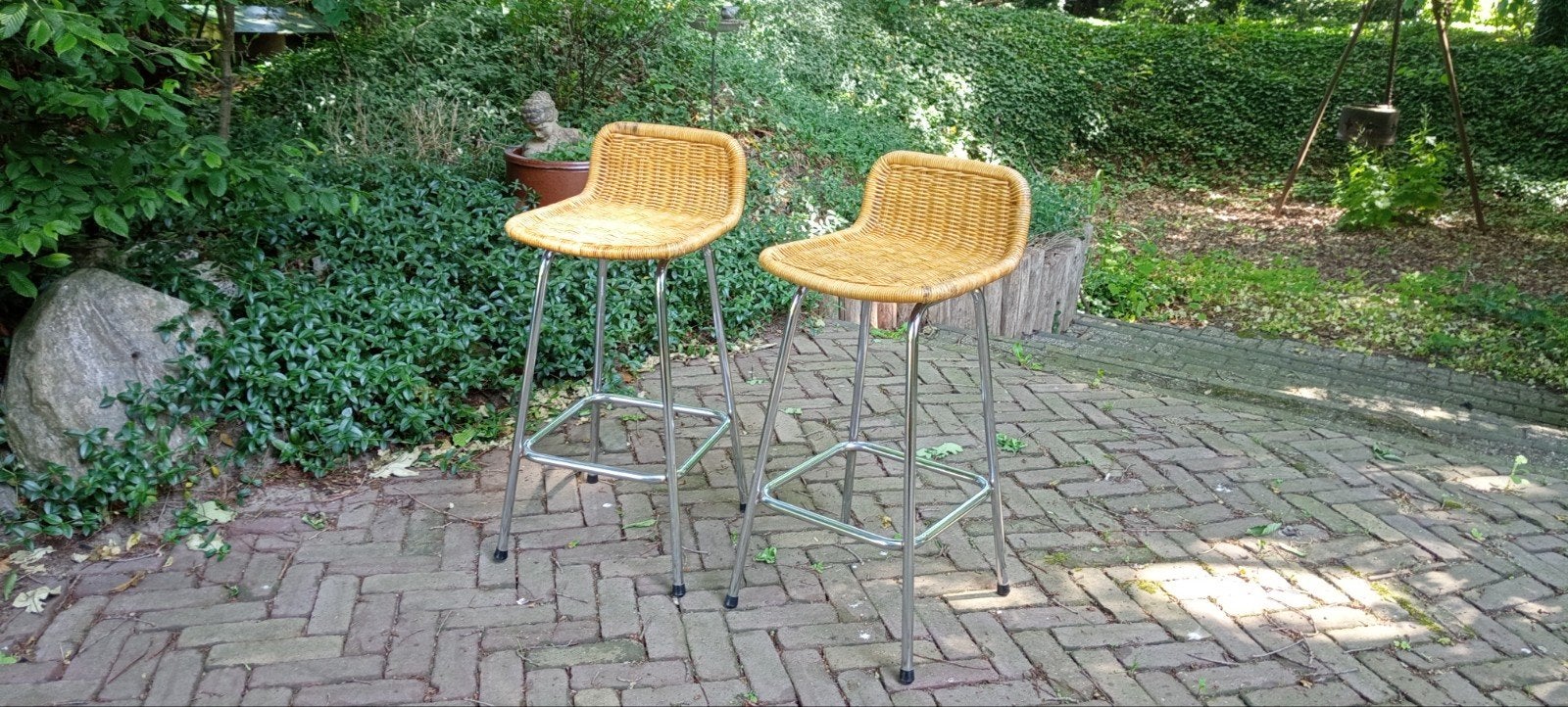 Gitaarkrukken, vintage, Rotan 66 cm hoog, Ophalen, Gebruikt, Klassieke of Spaanse gitaar