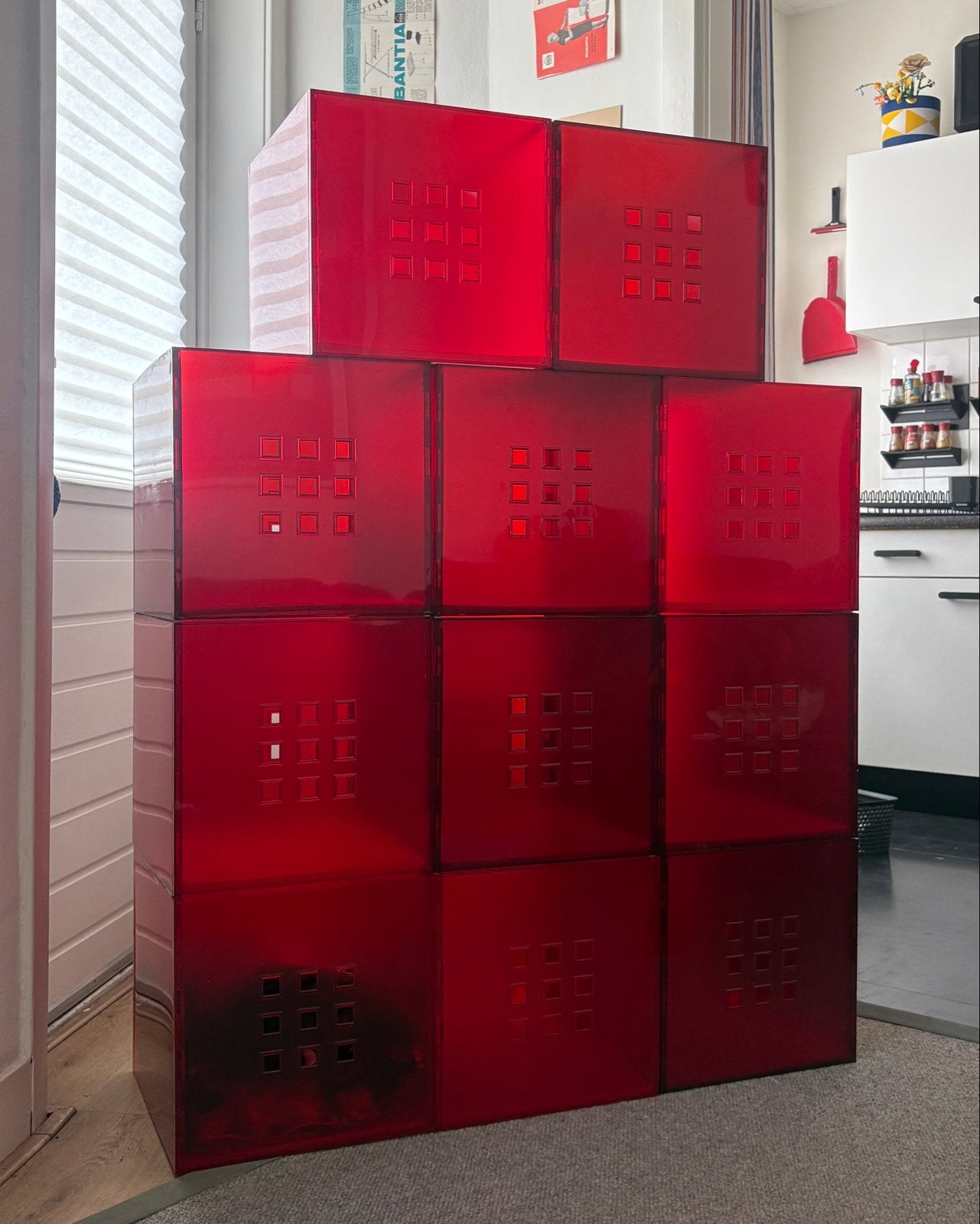 10 IKEA Lekman bakken rood voor Kallax/Expedit kast, Ophalen of Verzenden, Gebruikt