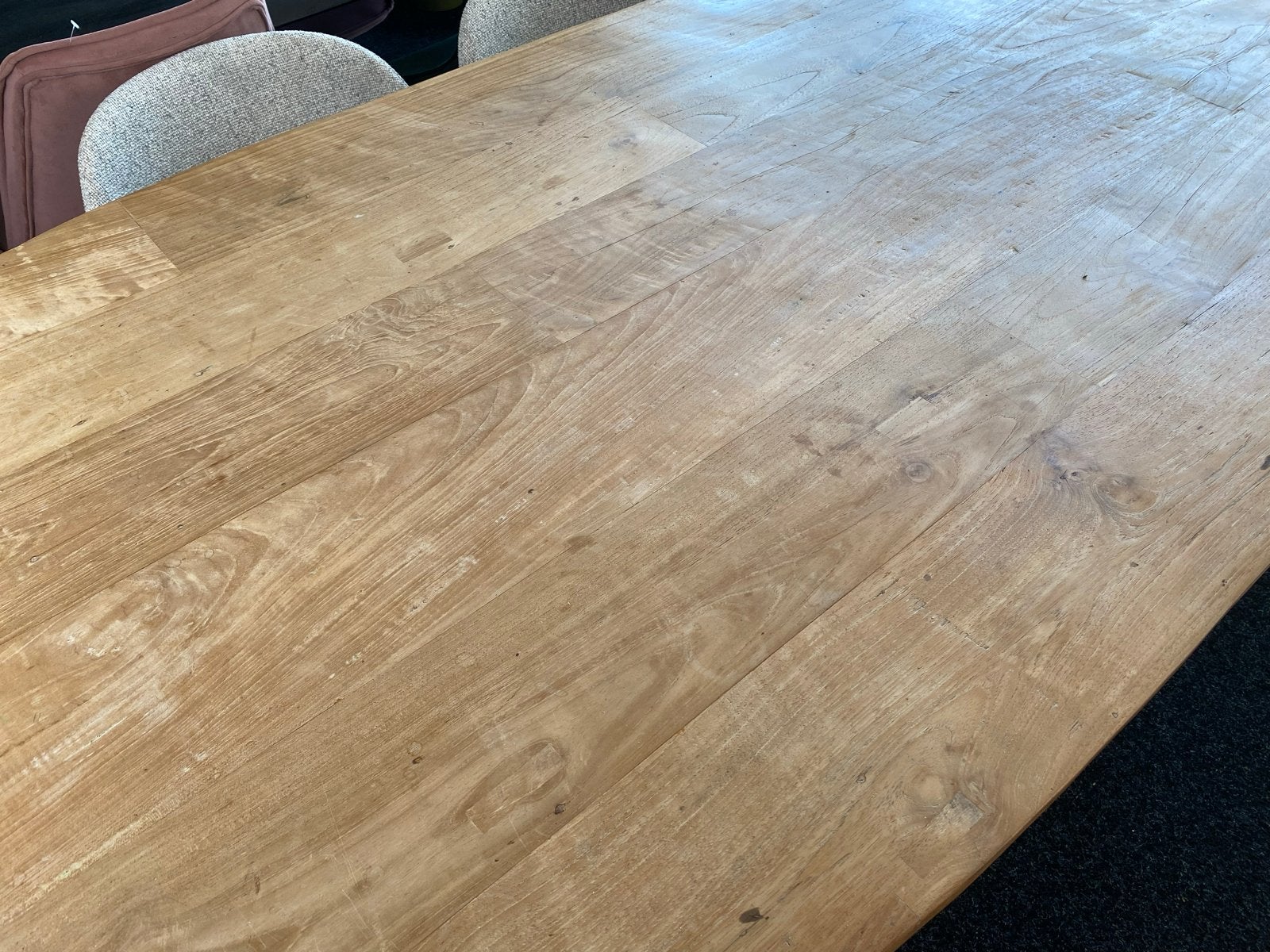 Tabassum eettafel 220x100 cm deens ovaal gerecycled teak, Ophalen, 100 tot 150 cm, Vijf personen of meer, Overige vormen