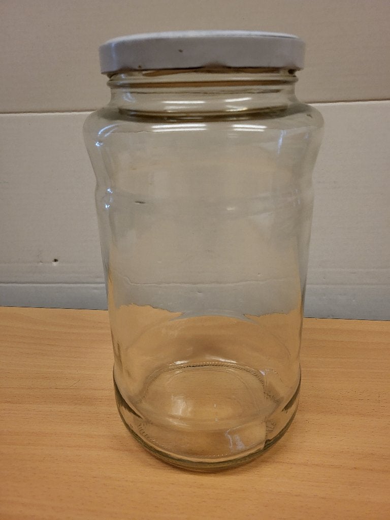 Pot ( groot) en glas met wit schroefdeksel met s, Overige typen, Ophalen of Verzenden, Zo goed als nieuw, Glas