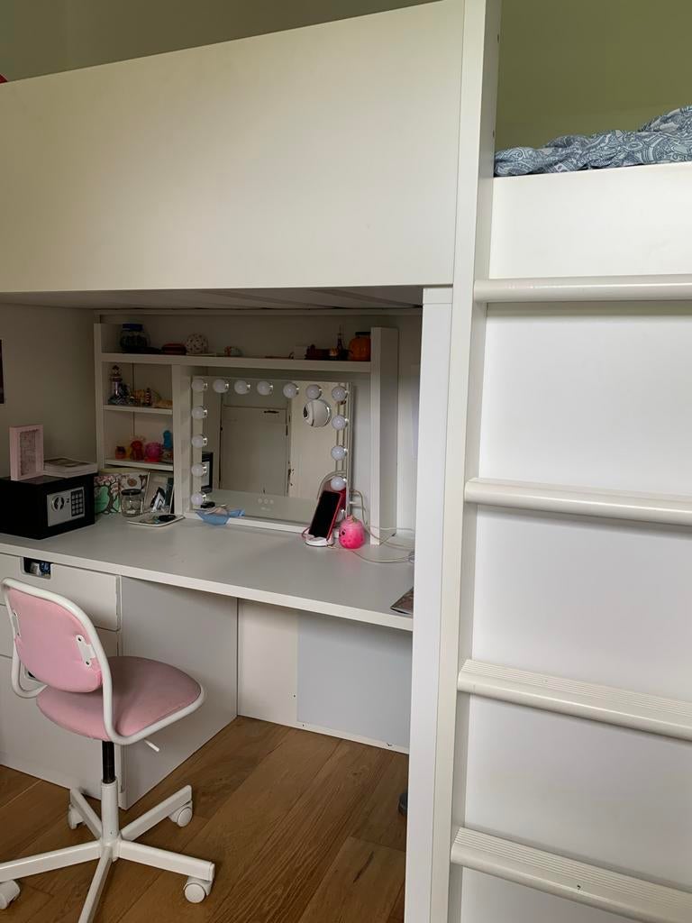 Hoogslaper met bureau en opbergruimte, Ophalen, Gebruikt, Eenpersoons, 200 cm