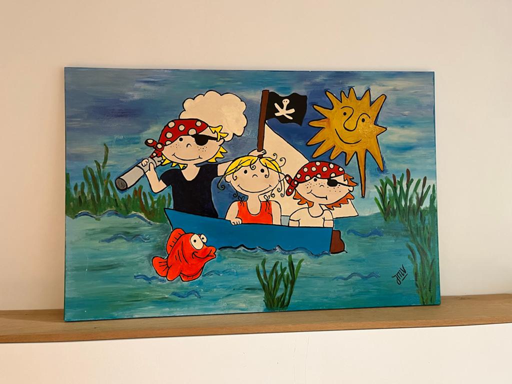 Schilderij kinderkamer: Vrolijke piraten op avontuur, Huis en Inrichting, Woonaccessoires | Schilderijen, Tekeningen en Foto's