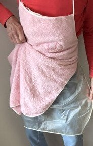 Badhanddoek schort met plastic onderlaag met klittenband, Kinderen en Baby's, Badjes en Verzorging, Ophalen of Verzenden, Zo goed als nieuw