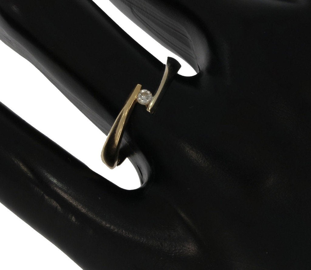 Diamant 14k gouden bicolor design dames ring briljant fraai, Voordeelsieraden, Verzenden, Met edelsteen, Dame