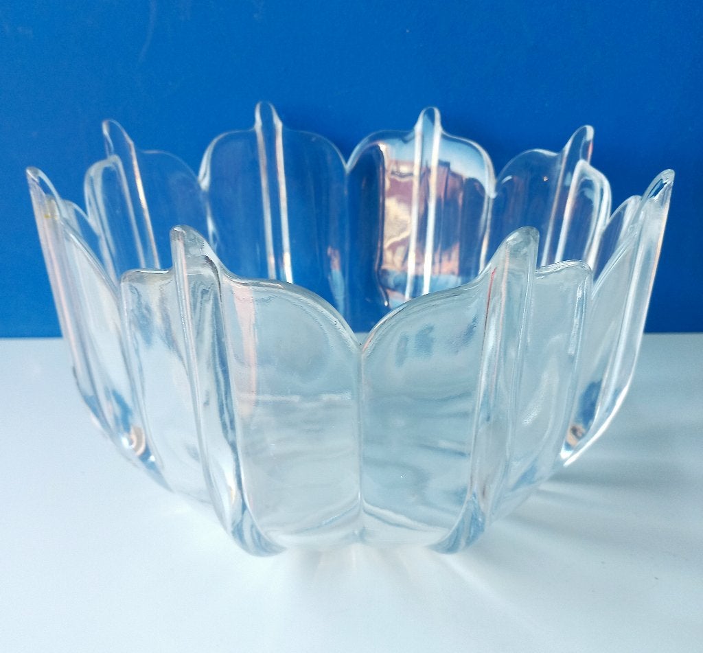 Gestileerde glazen bowl/Zonnebloem/Art Nouveau, Huis en Inrichting, Gebruikt, Ophalen of Verzenden, Overige stijlen, Glas
