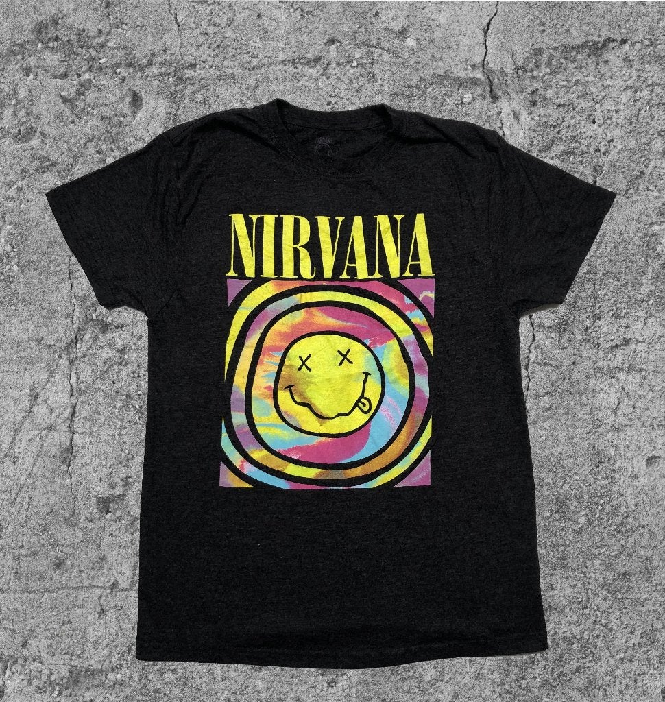 Vintage Nirvana Smiley T‑shirt – Maat M – T‑52  , Kleding | Heren, T-shirts, Zwart, Nirvana, Onbekend, Onbekend
