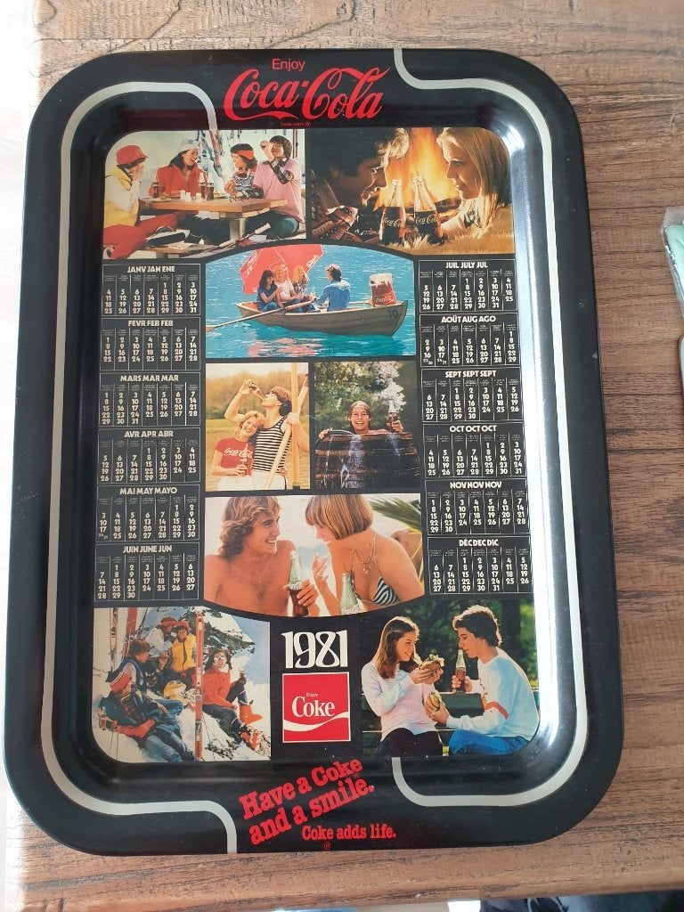 Coca Cola dienblad kalender 1981, Ophalen, Zo goed als nieuw, Gebruiksvoorwerp