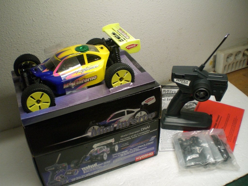 Kyosho Mini Inferno 1/16 4WD Buggy OVP Zeldzaam, Elektro, Auto offroad, Ophalen of Verzenden, Zo goed als nieuw