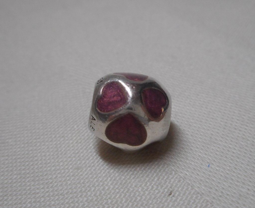 Zilveren Pandora bedel met hartjes nr.562, Sieraden, Tassen en Uiterlijk, Bedels, Verzenden, Pandora, Zo goed als nieuw, 1 bedel