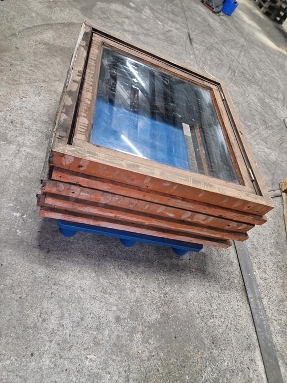 3 x kozijn harthout gebruikt maat 111 x 103 cm, Kozijn, Gebruikt, Raamkozijn, Inclusief glas