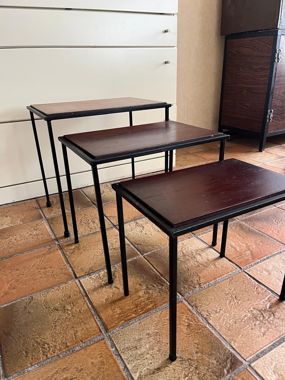 Set van 3 vintage bijzettafels, nesting tables, Ophalen