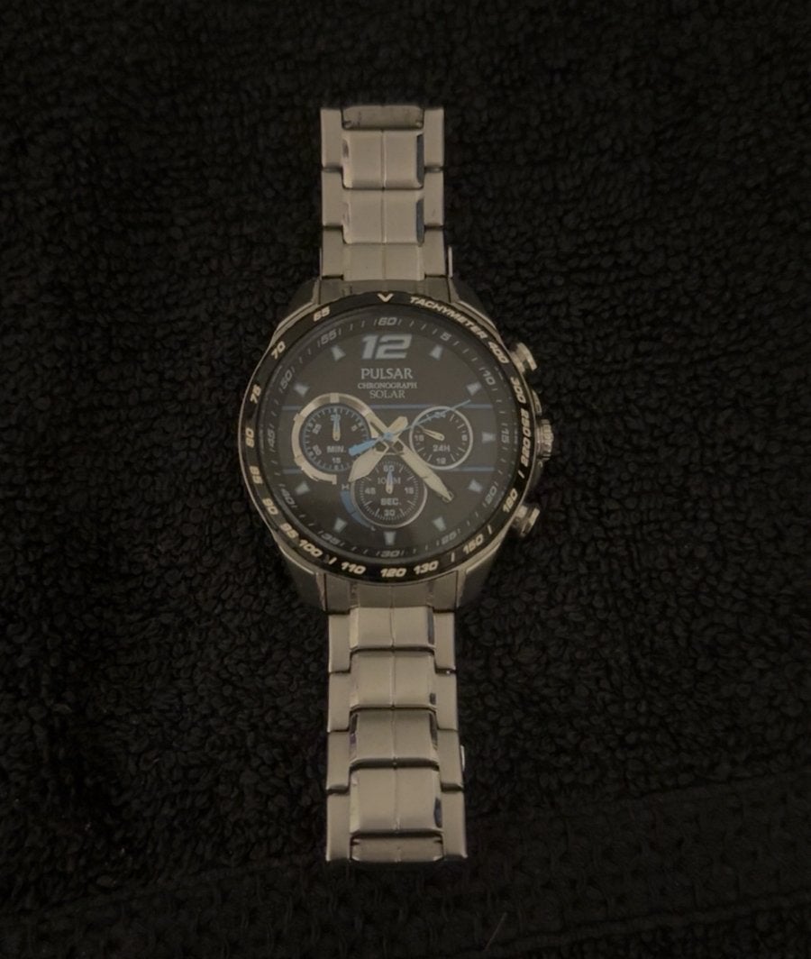 pulsar solar horloge heren, Ophalen of Verzenden, Zo goed als nieuw, Staal, Overige merken