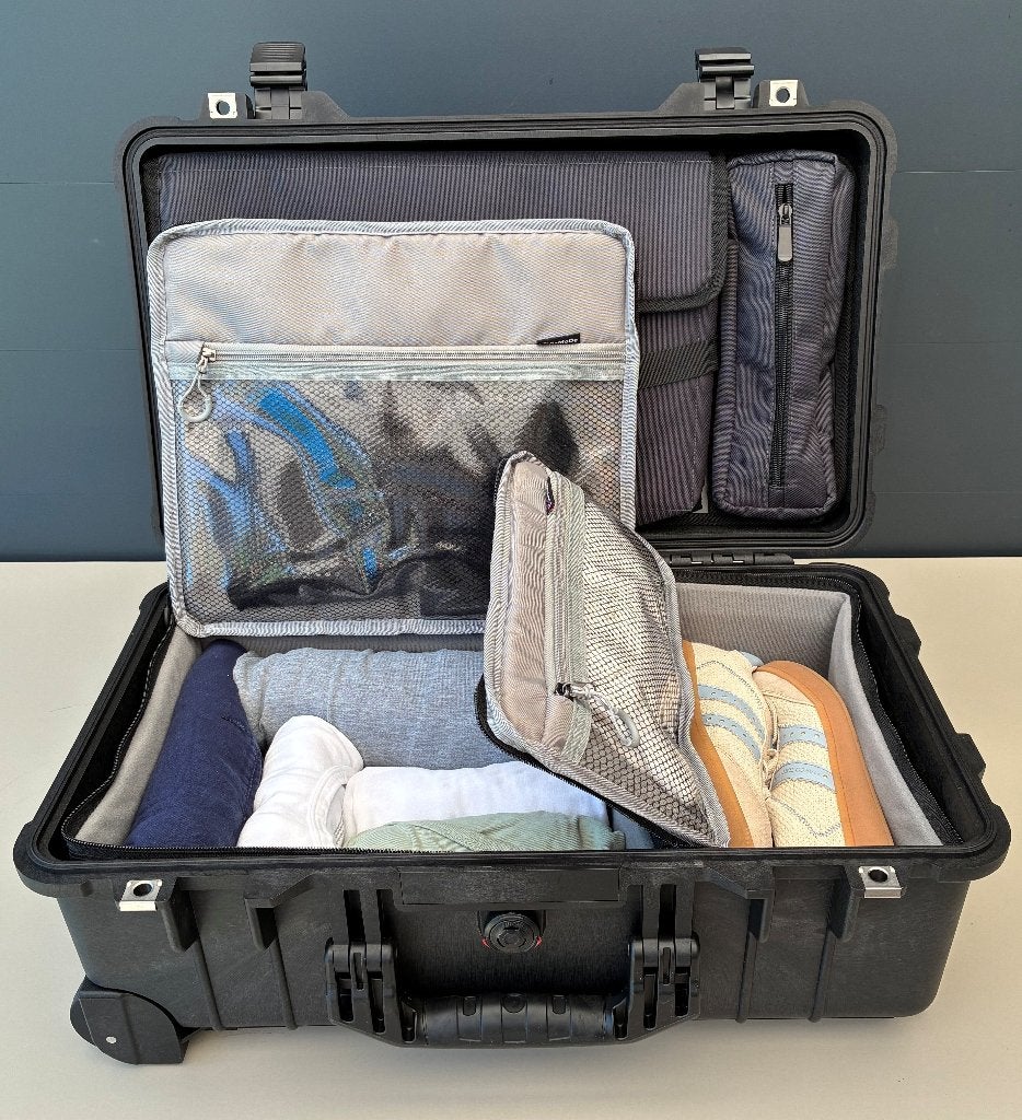 Peli Case 1510/1535 als Travel case met Laptop Lid Organizer, Wieltjes, 50 tot 60 cm, Hard kunststof, Ophalen of Verzenden