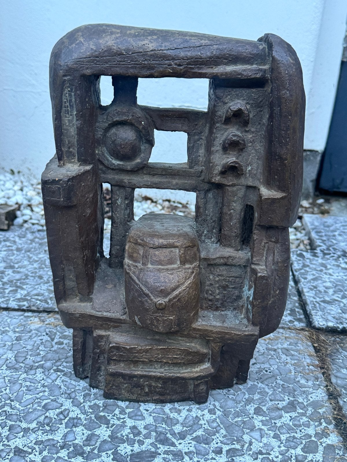 Mat Hondekop 54 - Abstracte Bronzen Sculptuur, Ophalen, 20 - 50 cm, Beeld, Abstract