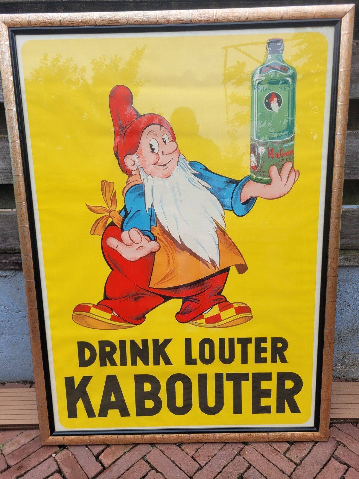 Originele poster Drink louter Kabouter met lijst, Verzamelen, Merken en Reclamevoorwerpen, Ophalen, Zo goed als nieuw, Reclamebord