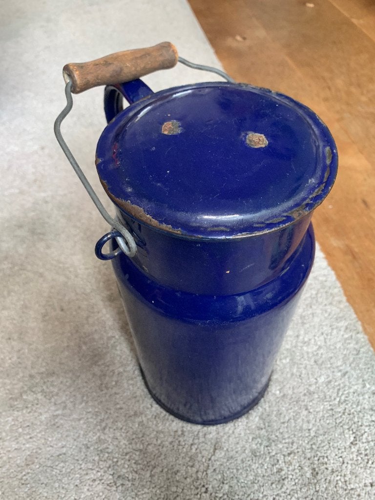 Vintage emaille blauwe Melkkan, Ophalen of Verzenden