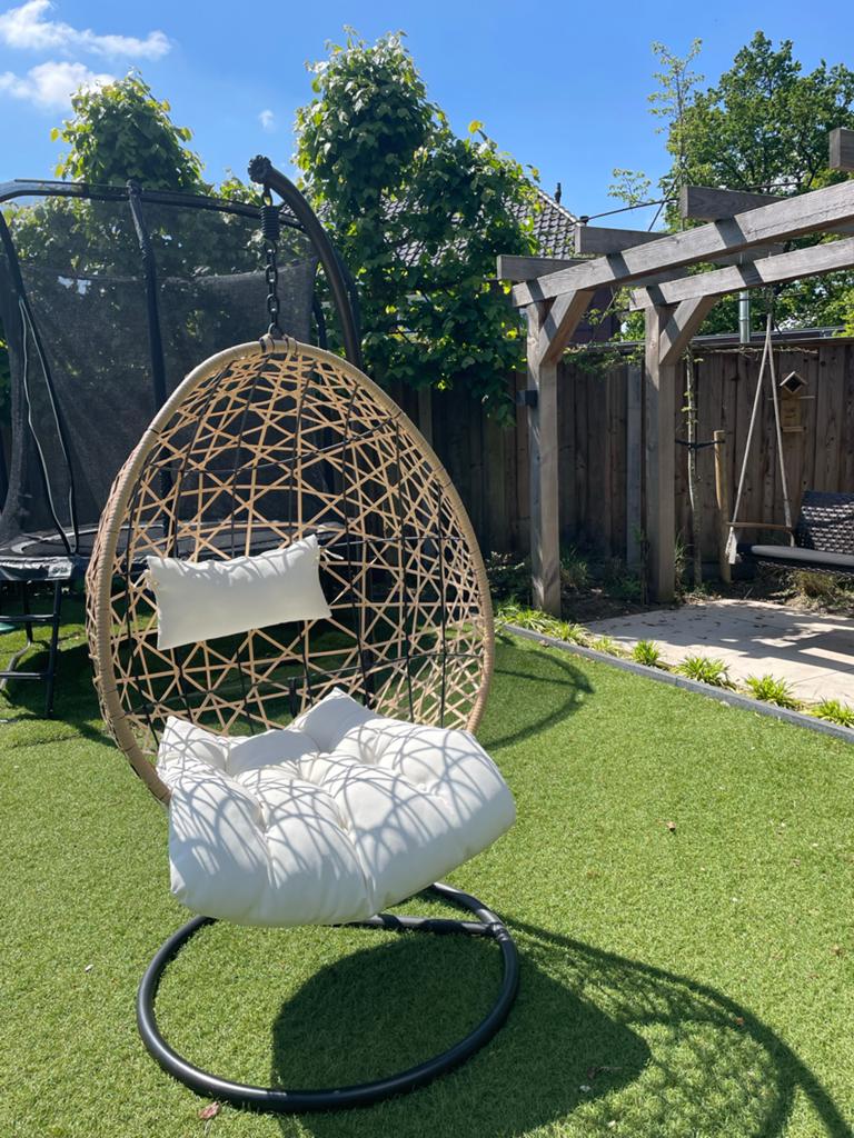 Wicker hangstoel incl. kussens, egg chair, zo goed als nieuw, Ophalen, Zo goed als nieuw, Wicker