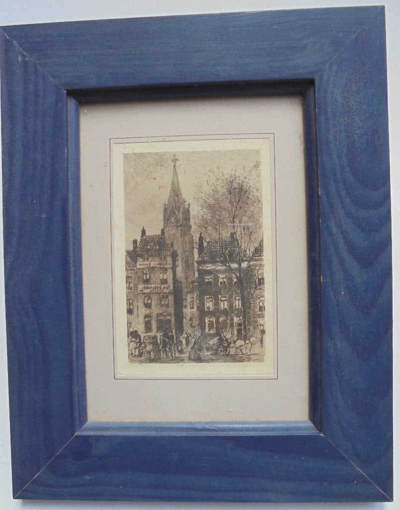 Staal-gravure ’s-Gravenhage Halstraat bij Buitenhof en, Ophalen