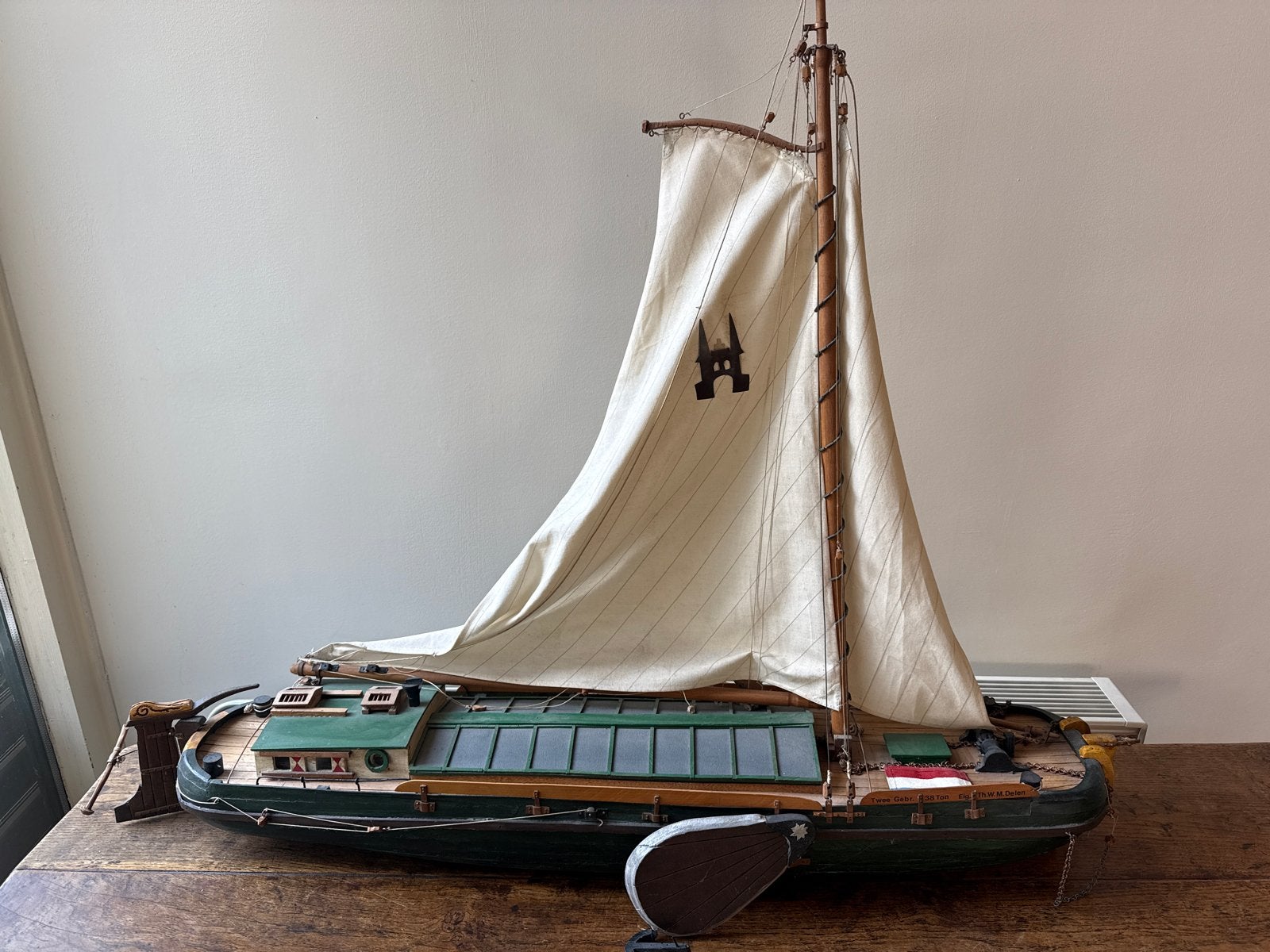 Prachtig handgemaakt scheepsmodel van een tjalk, Ophalen of Verzenden, Gebruikt, Groter dan 1:32, Overige merken