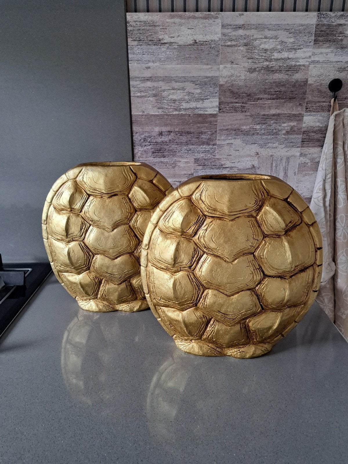 Gouden vazen 2 stuks, Ophalen, Gebruikt, Goud