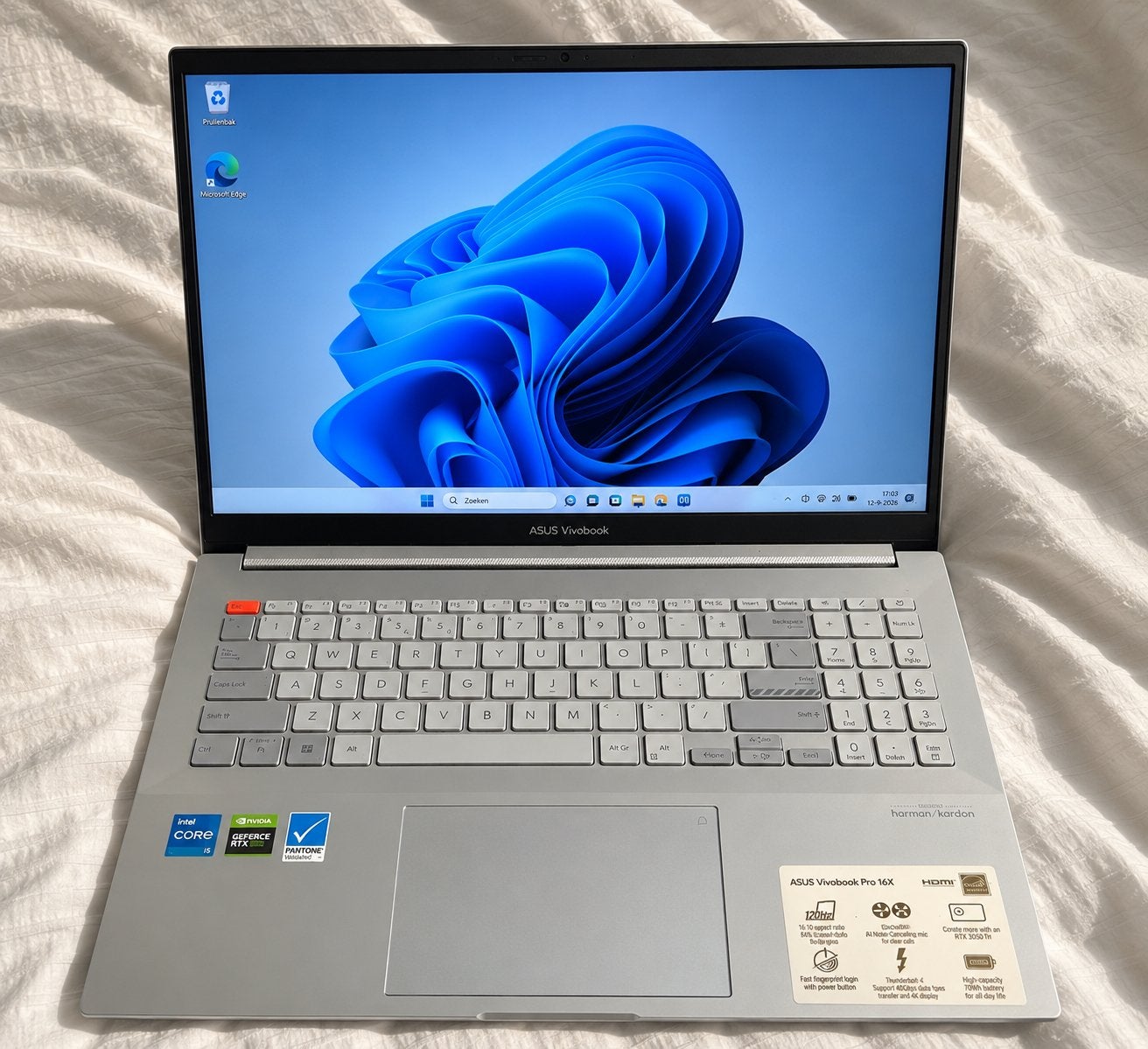 ASUS Vivobook Pro 16X N7600PC, Met videokaart, Qwerty, Ophalen of Verzenden, Zo goed als nieuw