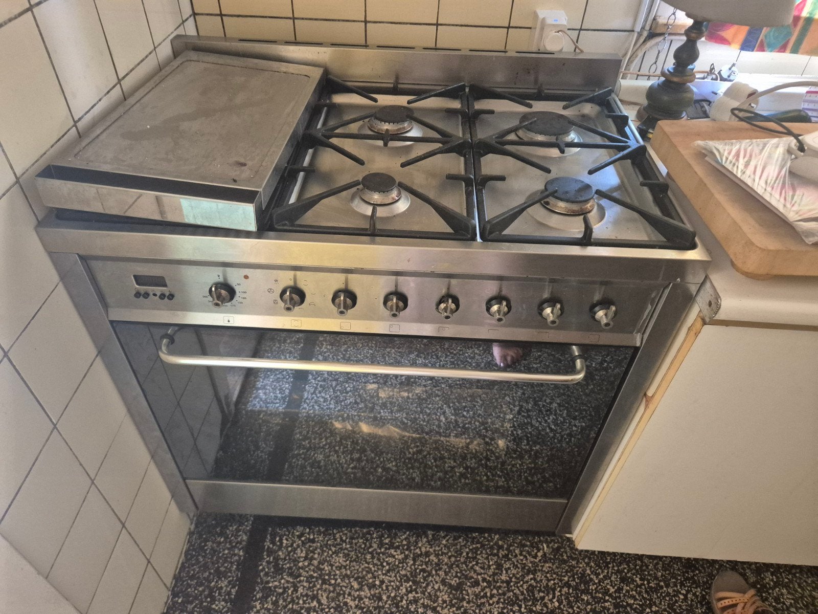 Fornuis met oven en 4 gaspitten, inclusief bakplaat, Ophalen, Gebruikt, 60 cm of meer, Grill