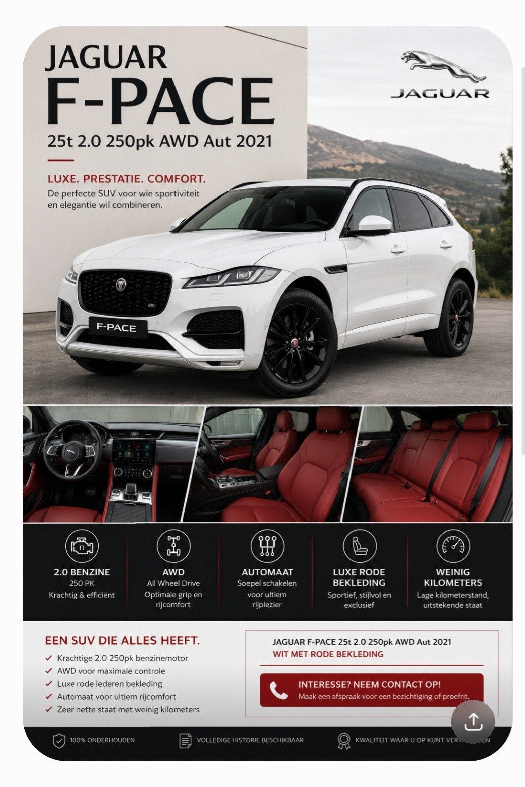 Jaguar F-Pace 25t 2.0 250pk AWD Aut 2021 Wit